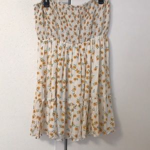 Sunflower strapless dress